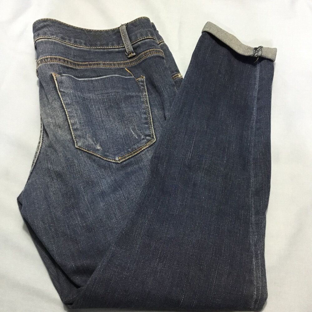Mossimo Mid-rise Distressed Denim Blue Jeans Leggings Sz 8